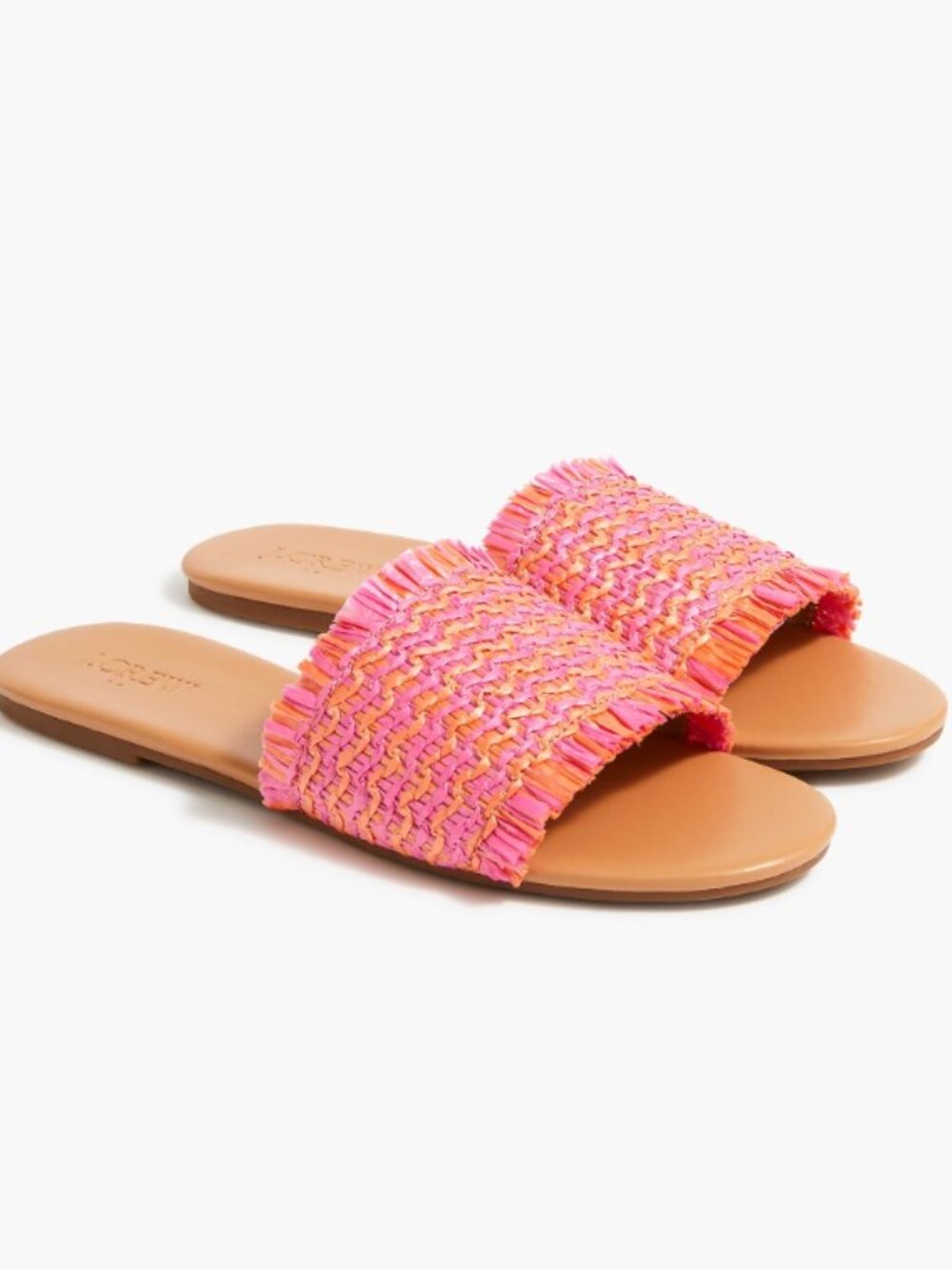J. Crew Factory Raffia Slide in Pink Clementine NEW in Box size 9, 9.5, 10 🩷